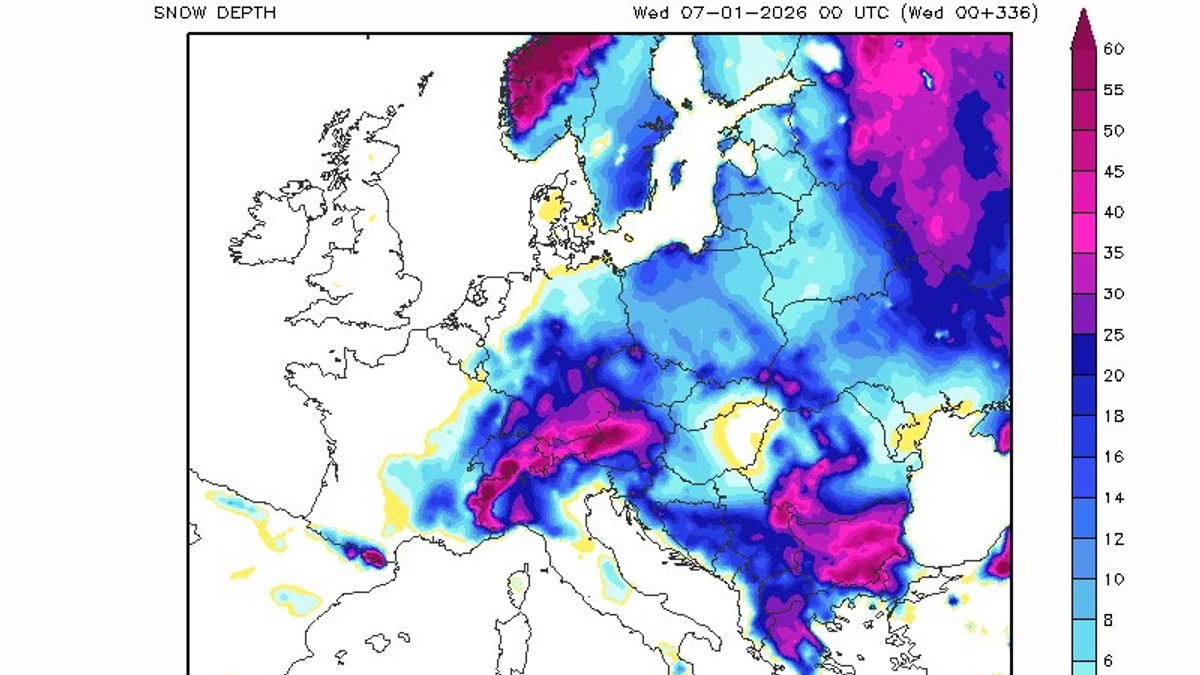 Mapa snega za Božić 2026 godine