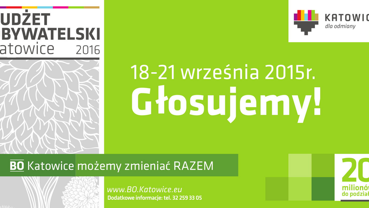 Przez cztery dni, od 18 do 21 września, trwać będzie głosowanie na projekty zgłoszone do drugiej edycji Budżetu Obywatelskiego w Katowicach. Miasto przeznaczyło na realizację wybranych przez mieszkańców projektów 20 milionów złotych.