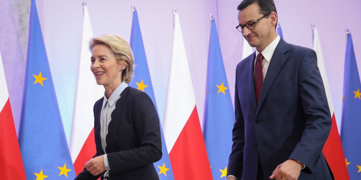 Premier Mateusz Morawiecki i szefowa KE Ursula von der Leyen.