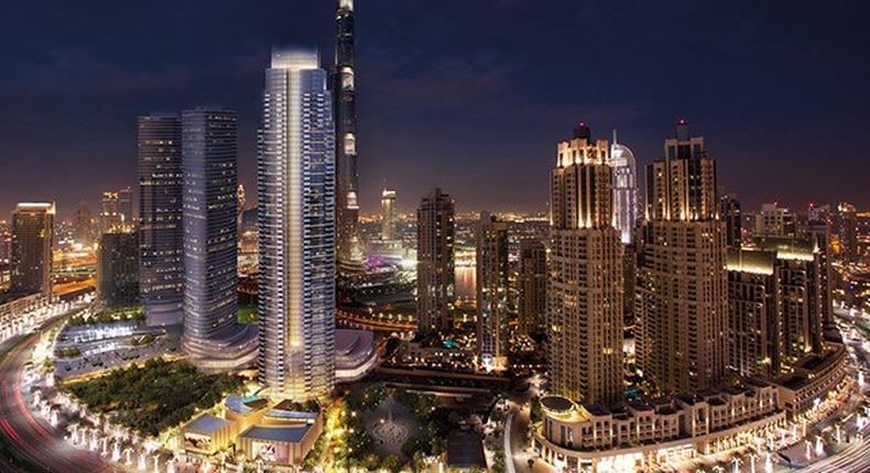 A view of the Opera Grand residential tower in Dubai, next to the Burj Khalifa where former chairman Zafrullah Khan had an apartment.