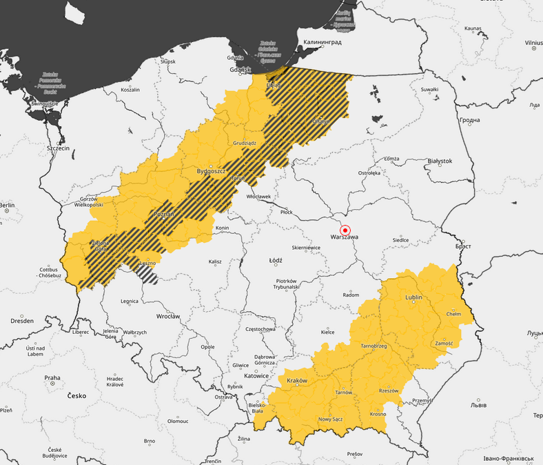 Wydane zostały alerty pierwszego stopnia przed burzami