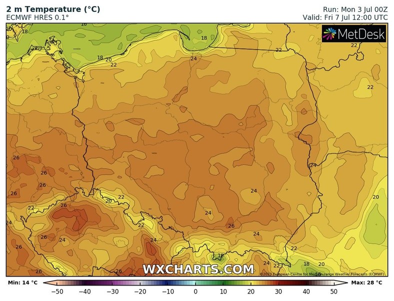 Po przejściu chłodnego frontu zrobi się minimalnie chłodniej