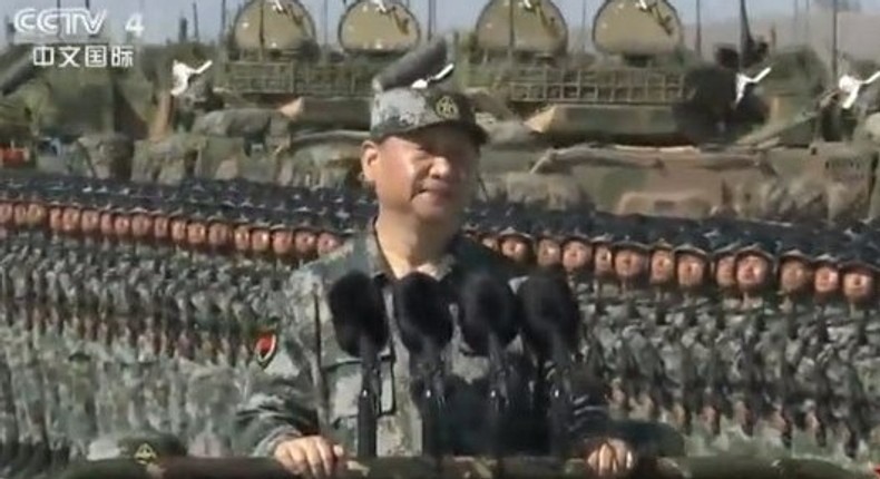 China's president, Xi Jinping, presiding over the country's massive military parade in inner Mongolia.