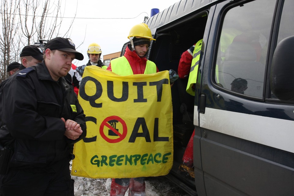 ROZTOKA ODKRYWKA WĘGIEL GREENPEACE PROTEST