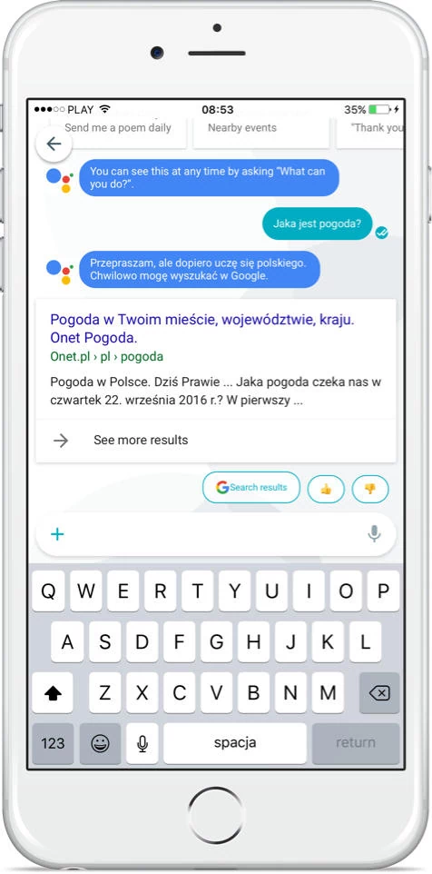 Google Assistant z Google Allo twierdzi, że ciągle uczy się polskiego