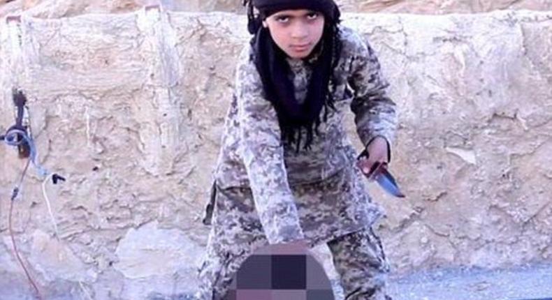 Depraved jihadis fighting for the Islamic State have forced a young child to savagely behead a Syrian regime army officer in the first execution of its kind