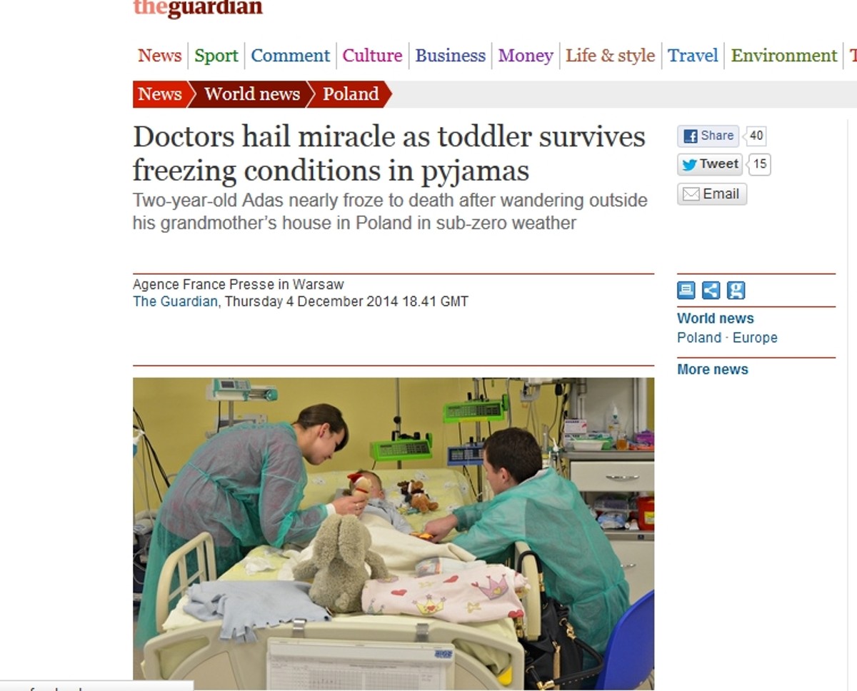 Artkuł w "The Guardian" o uratowanym Adasiu