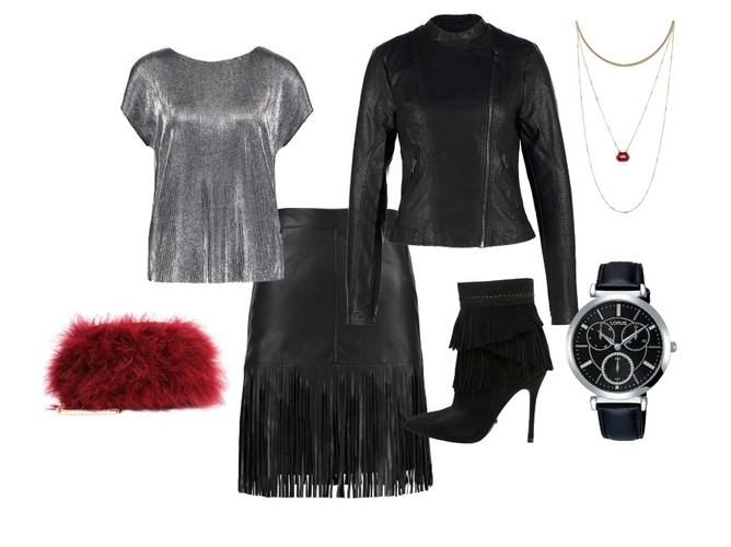 STYLIZACJE ze skórzaną spódnicą: impreza