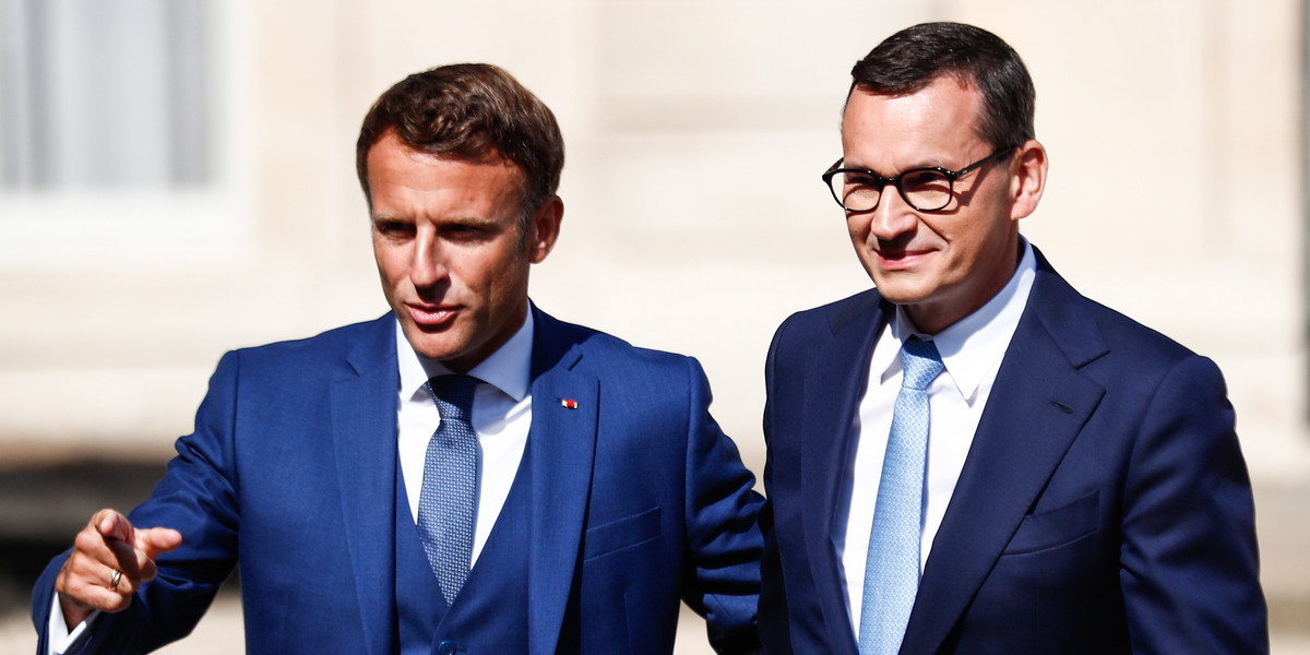 Premier Mateusz Morawiecki i Prezydent Emmanuel Macron w Paryżu.