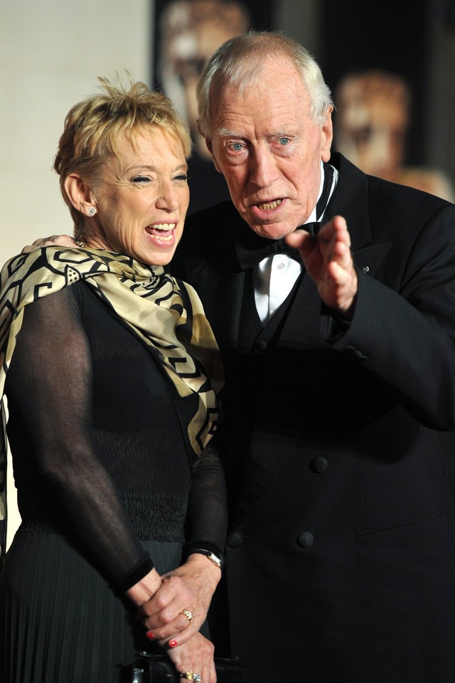 Max Von Sydow i jego żona Catherine Brelet, BAFTA  2012, fot. PAP/EPA