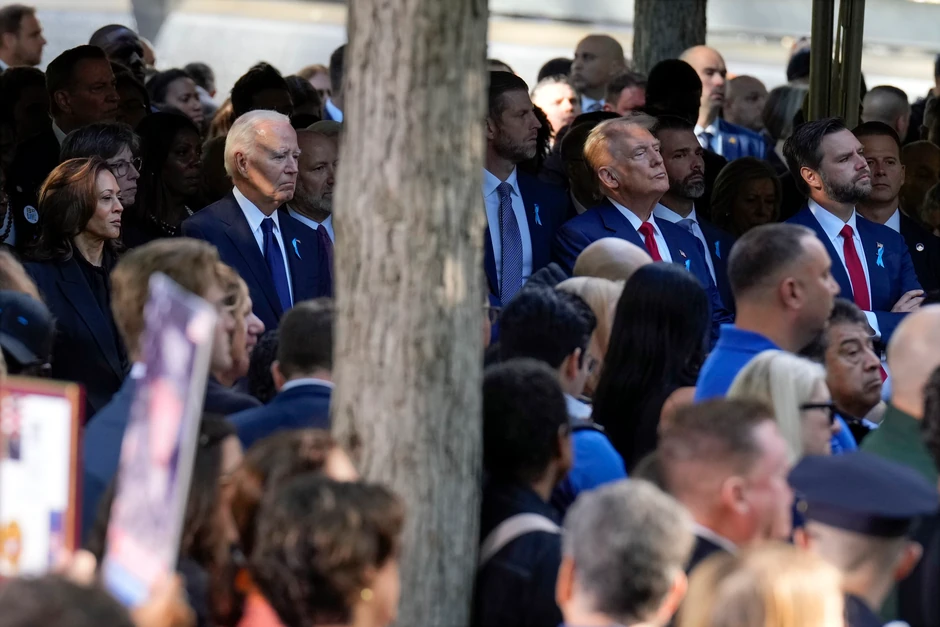 Kamala Haris, Džo Bajden i Donald Tramp na ceremoniji povodom 23. godišnjice terorističkog napada na SAD 2001. u Njujorku 11. septembra