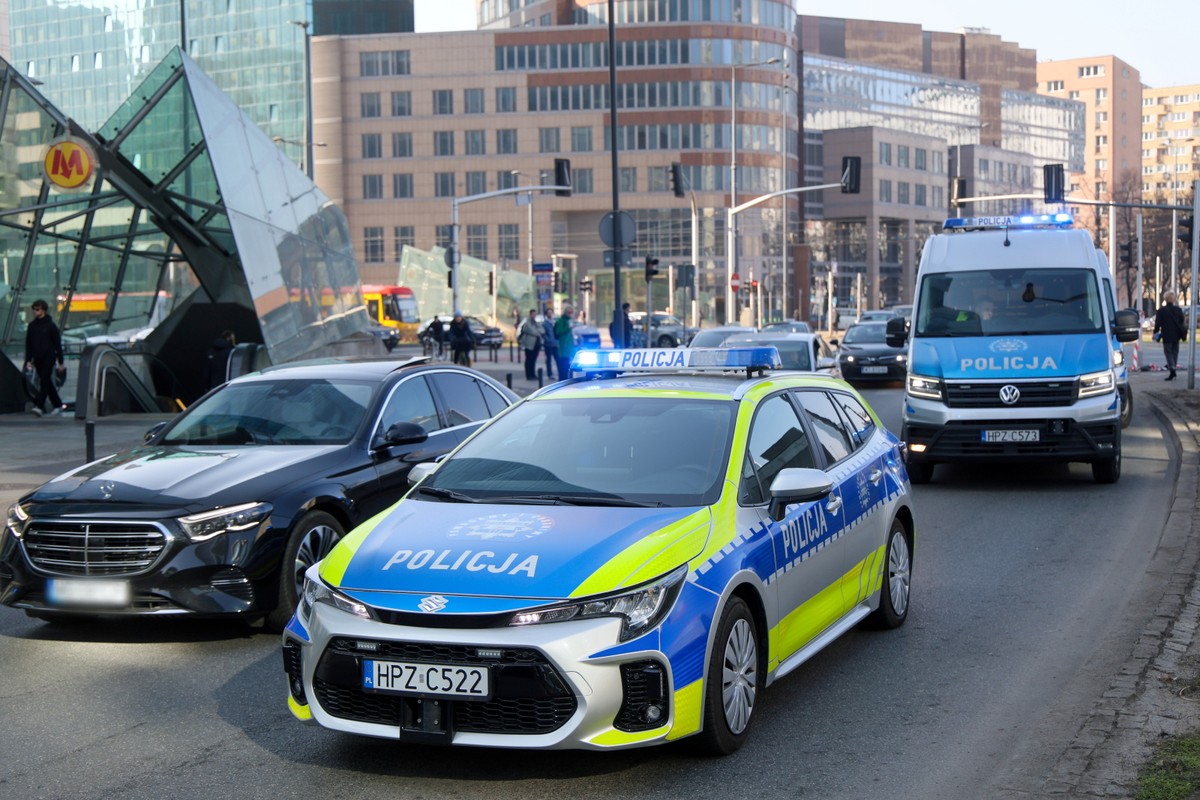 Miejsce wypadku w centrum Warszawy