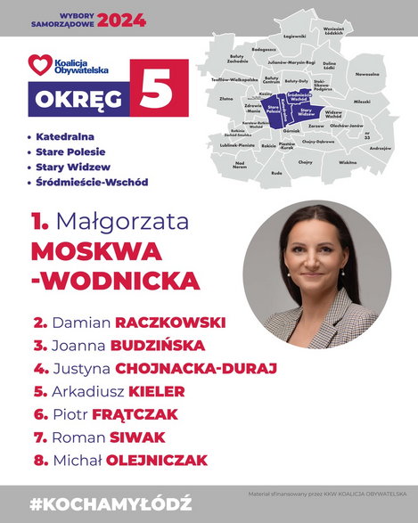 Małgorzata Moskwa-Wodnicka, zastępczyni Zdanowskiej i polityczka Nowej Lewicy, jako jedyna z przedstawicielek tej partii dostała "jedynkę" na listach kandydatów KO w siedmiu okręgach, w których wybierana jest łódzka rada miejska — fot. materiały wyborcze KO