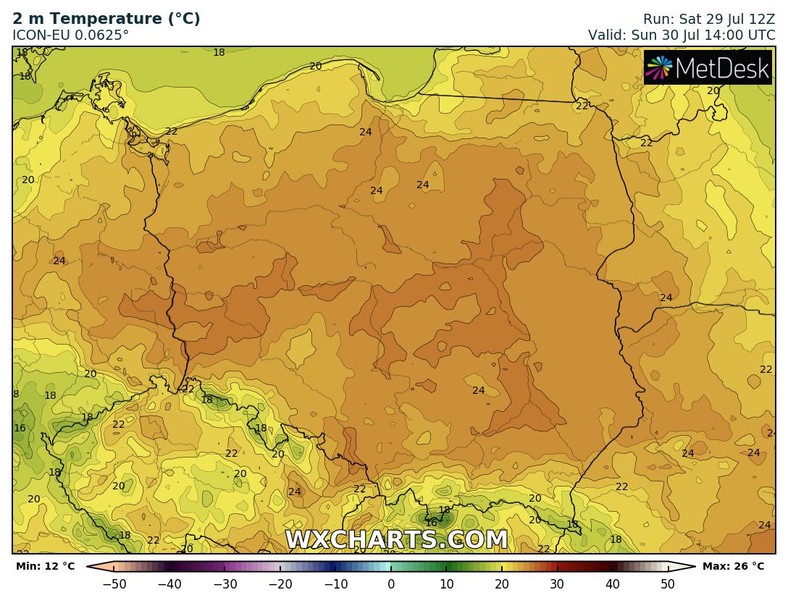 Temperatura wzrośnie dziś maksymalnie do 25 st. C