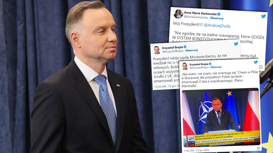 Prezydent Andrzej Duda podczas oświadczenia dla mediów w Pałacu Prezydenckim w Warszawie