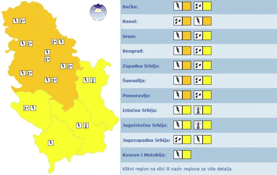 U ponedeljak će narandžasti meteoalarm biti na snazi za severne i centralne delove zemlje