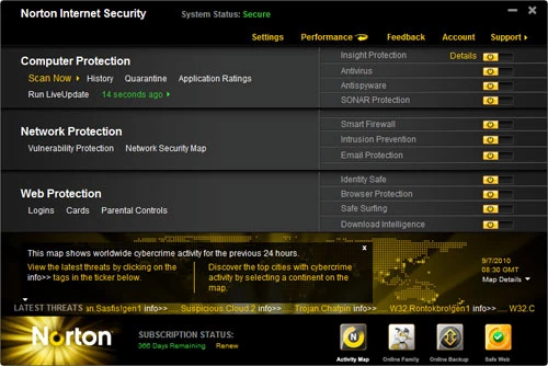 Norton Internet Security 2011 - ekran główny
