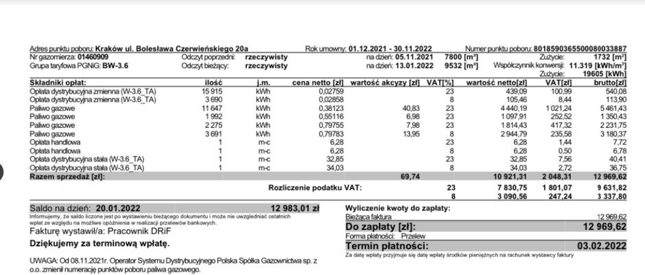 Rachunek ze stycznia. Tylko za niewielką część wzrostu opłat odpowiada większe zużycie.