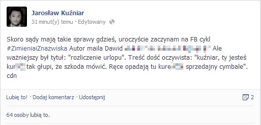 Facebook Jarosława Kuźniara