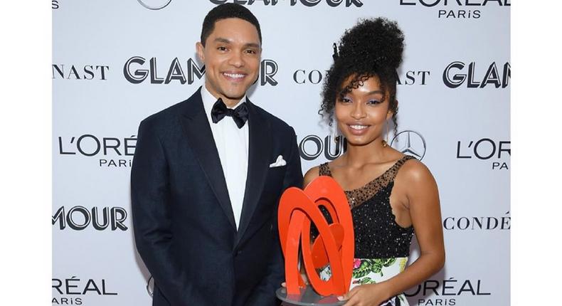 Trevor Noah [left], Yara Shahidi [right] at the Glamour's Women Of The Year Award 2019 [Essence]