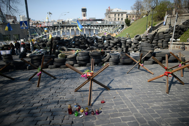 Barricades on Maidan Nezalezhnosti in Kyiv in 2014.