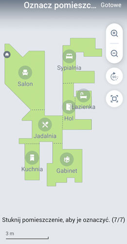 W aplikacji mamy dostęp do stworzonej przez robota mapy naszego mieszkania. Dzięki temu możemy skierować go od razu do wybranego pomieszczenia 