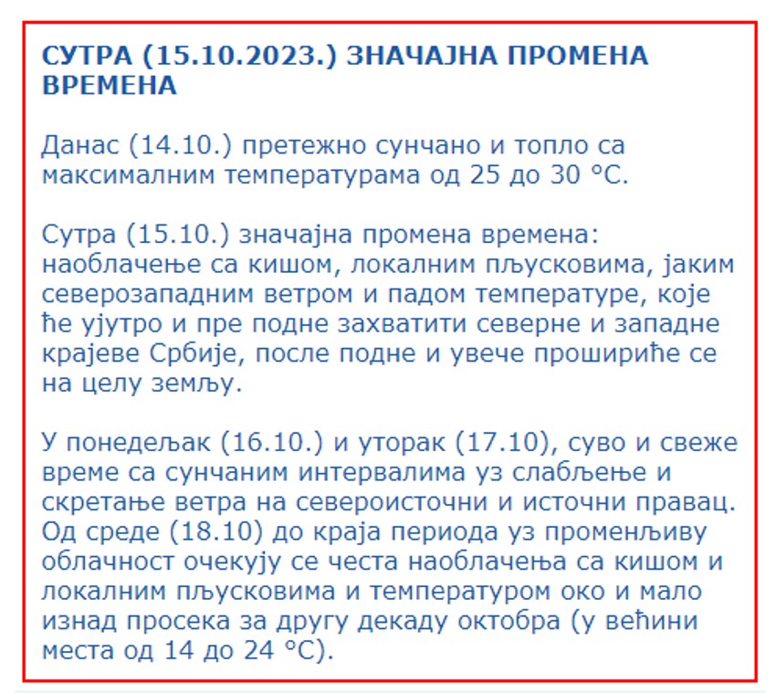 Meteorološka najava