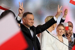 Andrzej Duda podczas wieczoru wyborczego II tury wyborów prezydenckich