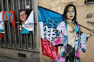 Paryż, mural, wybory