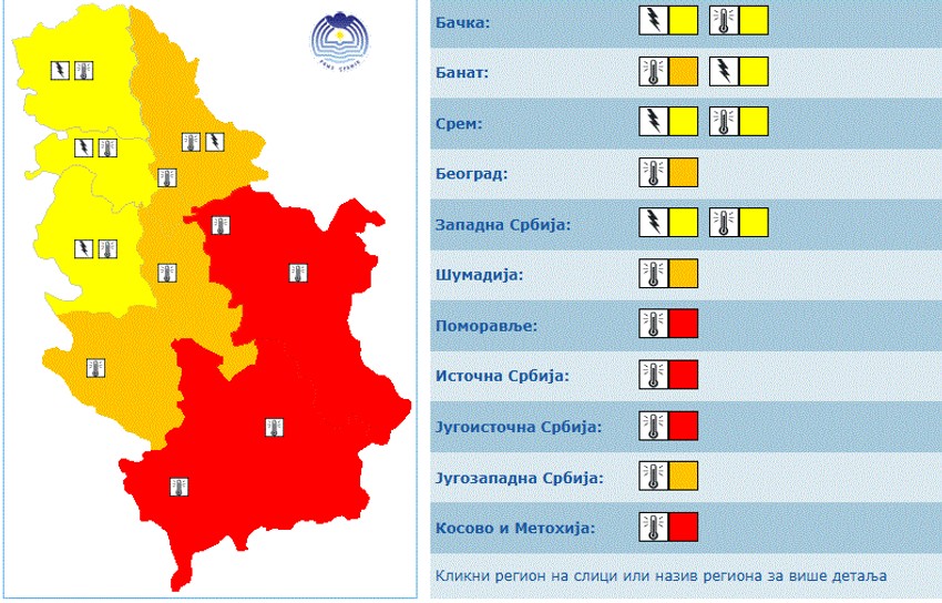 Crveni meteoalarm danas u Srbiji
