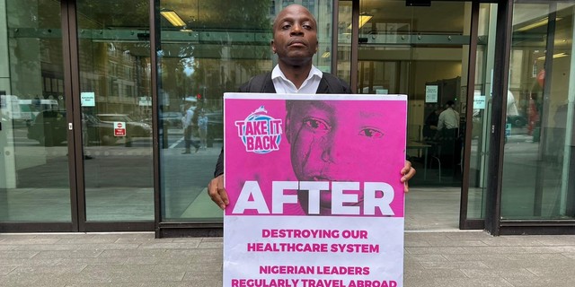 Poor Health Care: Nigerian Man Solo-protests At the Ekweremadus’ Trial