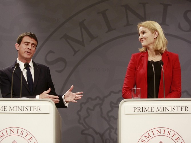Premier Danii Helle Thorning-Schmidt i premier Francji Manuel Valls