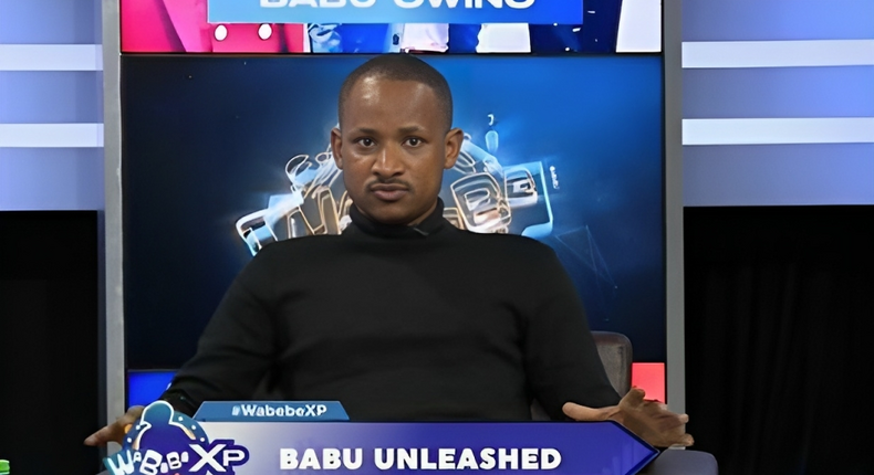 A snip image of Embakasi East MP Babu Owino when he appeared on Wabebe XP show hosted by Willys Raburu