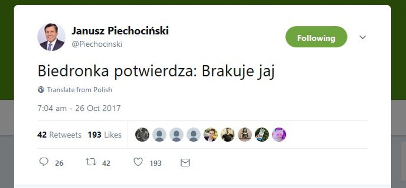 To Piechociński pierwszy pisał o tym, że brakuje na rynku jaj