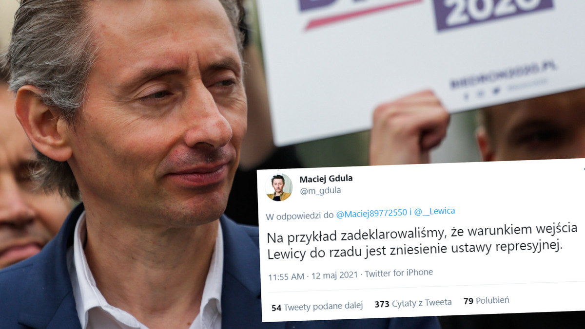 Maciej Gdula w jednym z wpisów na Twitterze stwierdził, że Lewica zadeklarowała wejście do rządu pod warunkiem zniesienia "ustawy represyjnej". Komentarz wywołał burzę, z której polityk musiał się wytłumaczyć. W jego ocenie krytycy dokonali nadinterpretacji.