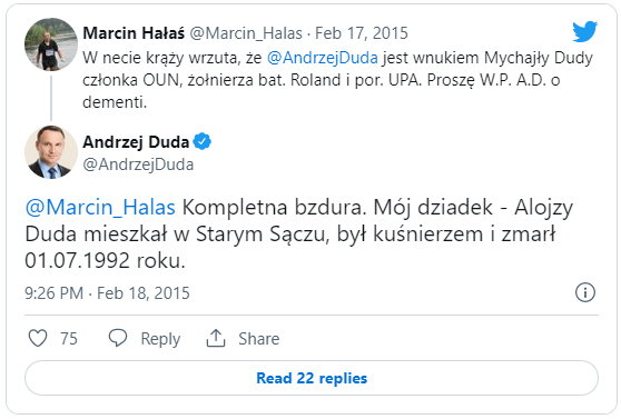 @AndrzejDuda, Twitter, 18.02.2015 r.