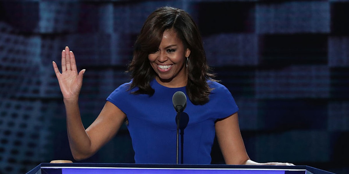 First lady Michelle Obama after delivering remarks on the first day of the Democratic National Convention at the Wells Fargo Center in Philadelphia on Monday night.