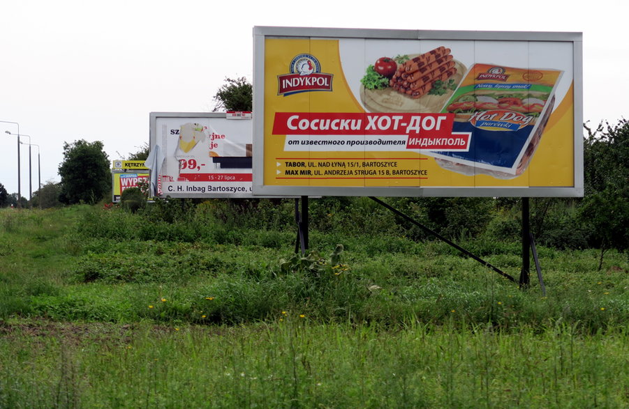 Bilbordy reklamowe na wjeździe do Polski w 2016 r.