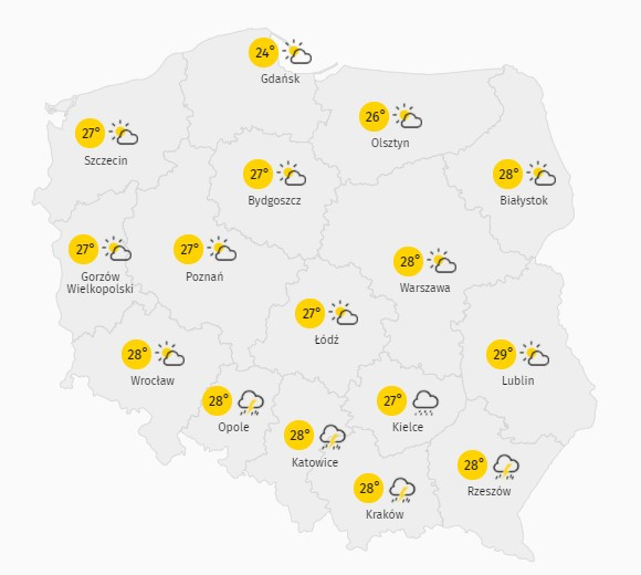 Prognoza pogody w Polsce na 11 lipca 2021 r