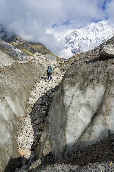 Na lodowcu w Sanktuarium Annapurny.