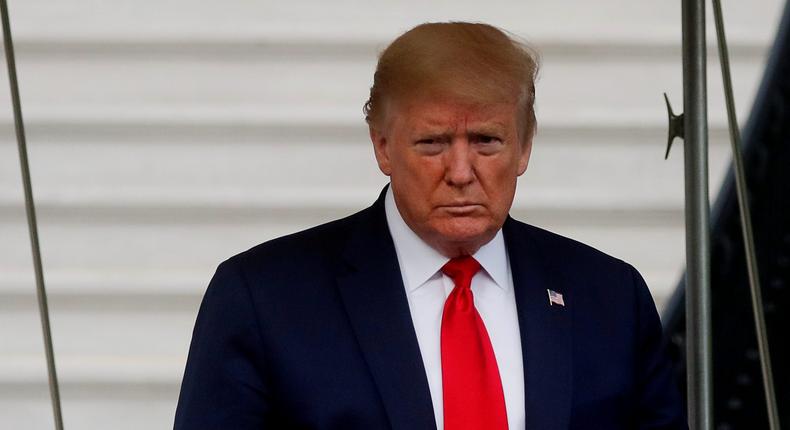 FILE PHOTO: U.S. President Donald Trump departs on travel to the Camp David presidential retreat from the South Lawn at the White House in Washington, U.S., May 1, 2020. REUTERS/Carlos Barria