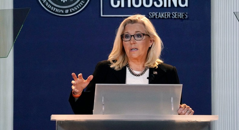 Rep. Liz Cheney, a Republican from Wyoming and vice chair of the House Select Committee investigating the Jan. 6 US Capitol insurrection, delivers her Time for Choosing speech at the Ronald Reagan Presidential Library and Museum Wednesday, June 29, 2022, in Simi Valley, California.