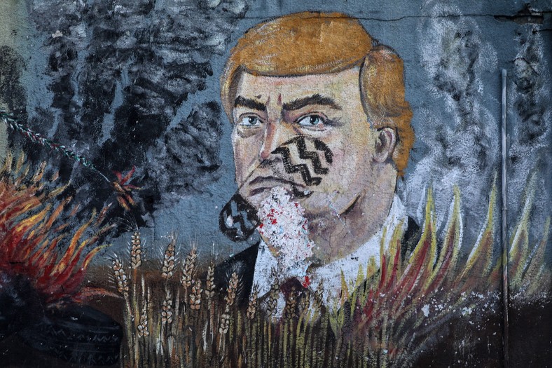 Mural w Gazie przedstawiający Donalda Trumpa