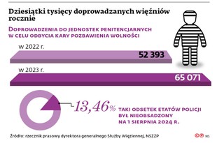 Dziesiątki tysięcy doprowadzanych więźniów rocznie