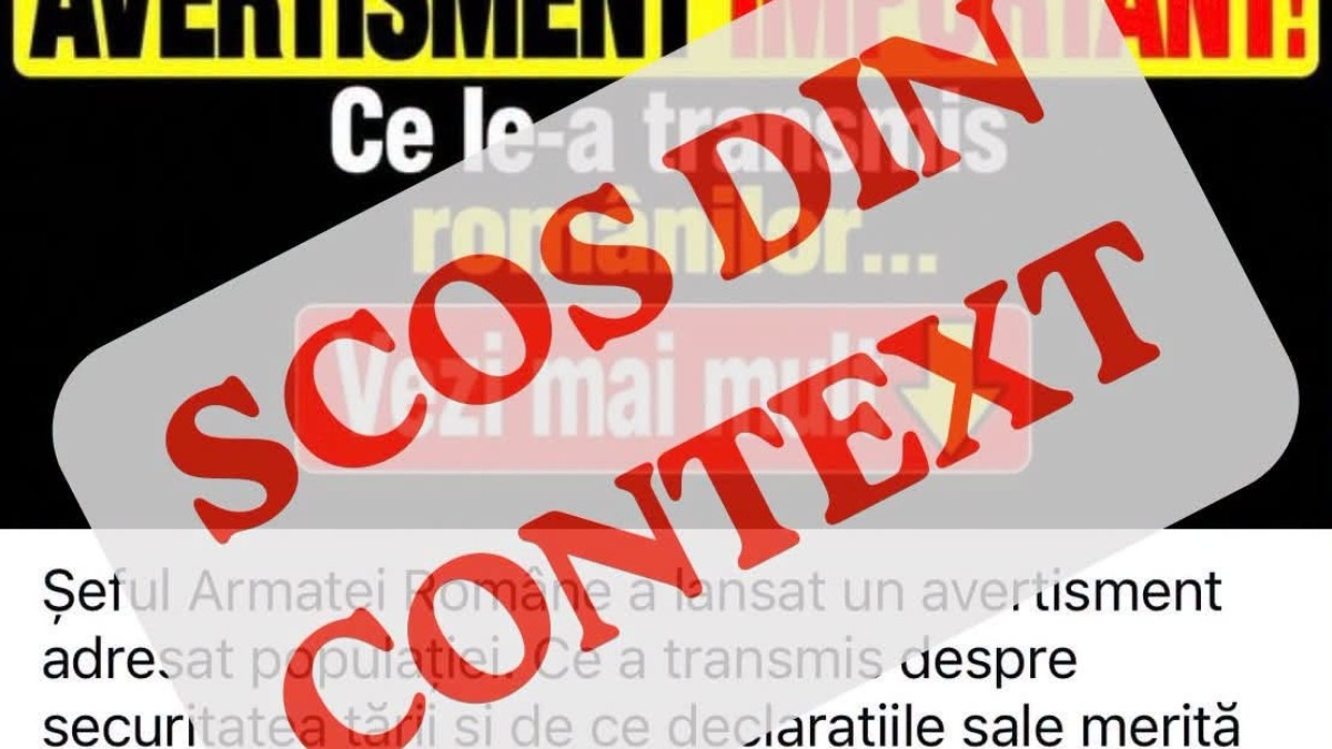 MApN dezminte o campanie de dezinformare pe Facebook: Șeful Armatei, generalul Gheorghiță Vlad, nu a emis nicio „alertă națională”