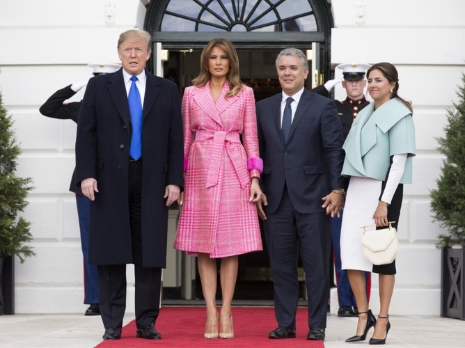 Donald i Melania Trumpowie oraz Ivan Duque i Maria Juliana Ruiz Sandoval;