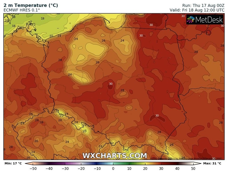 Będzie gorąco i upalnie. Tylko tam, gdzie zagrzmi, będzie się robiło chłodniej