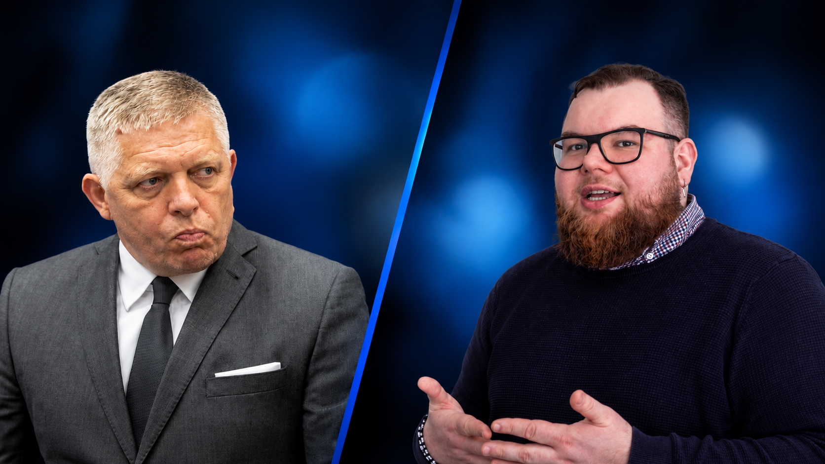Robert Fico a Mikuláš Hanes, politický analytik NMS
