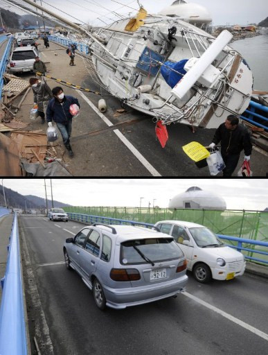 Rok po tragedii w Japonii - zdjęcia przed i po