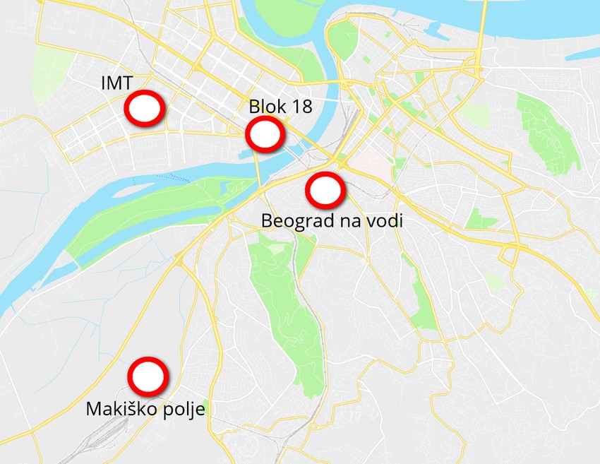 Mapa gde će se nalaziti nova naselja